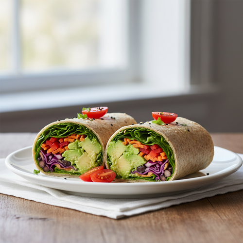 Healthy Avocado Wrap with fresh vegetables